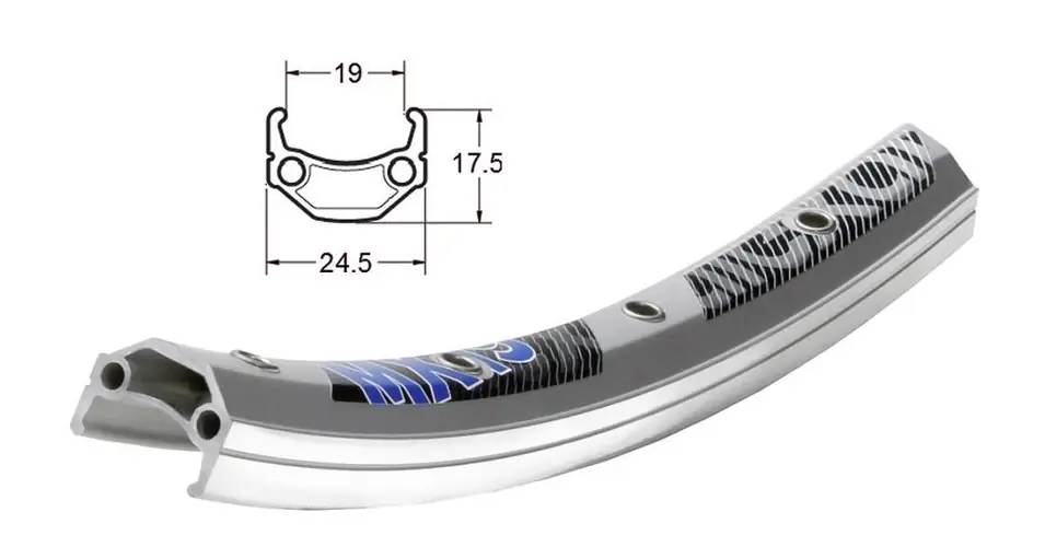 Csak ma Exal MX19 MTB felni, 28 col (622x25/19 mm), 36H, felnifékes, szegecs nélkül, ezüst színű, 595g