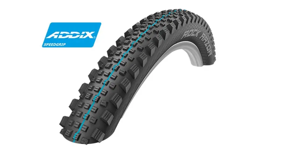Népszerű Schwalbe Rock Razor HS452 27,5x2,35 (60-584) külső gumi (köpeny). kevlárperemes, Addix SpGRIP, SnakeSkin, 67TPI, TL-Ready (TLE), E25, 695g