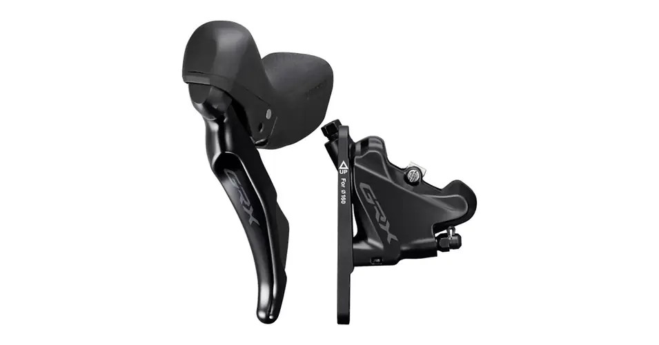 Kiárusítás Shimano GRX BR-RX400 és ST-RX400 gravel fék-váltókar és hidraulikus tárcsafék szett, csak bal (első), 100 cm, 2x10s, fekete, OEM kiszerelés