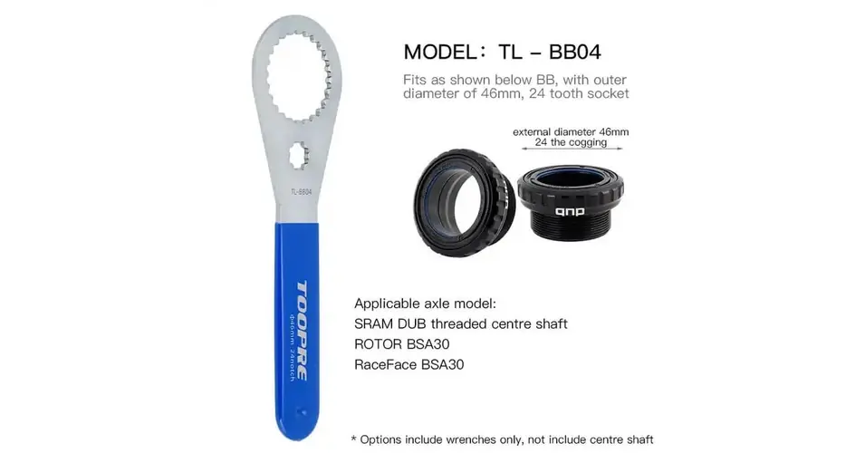 Kiárusítás Toopre TL-BB04 integrált középcsapágy kihajtó szerszám, 46 mm, 24 fog, karos, kék